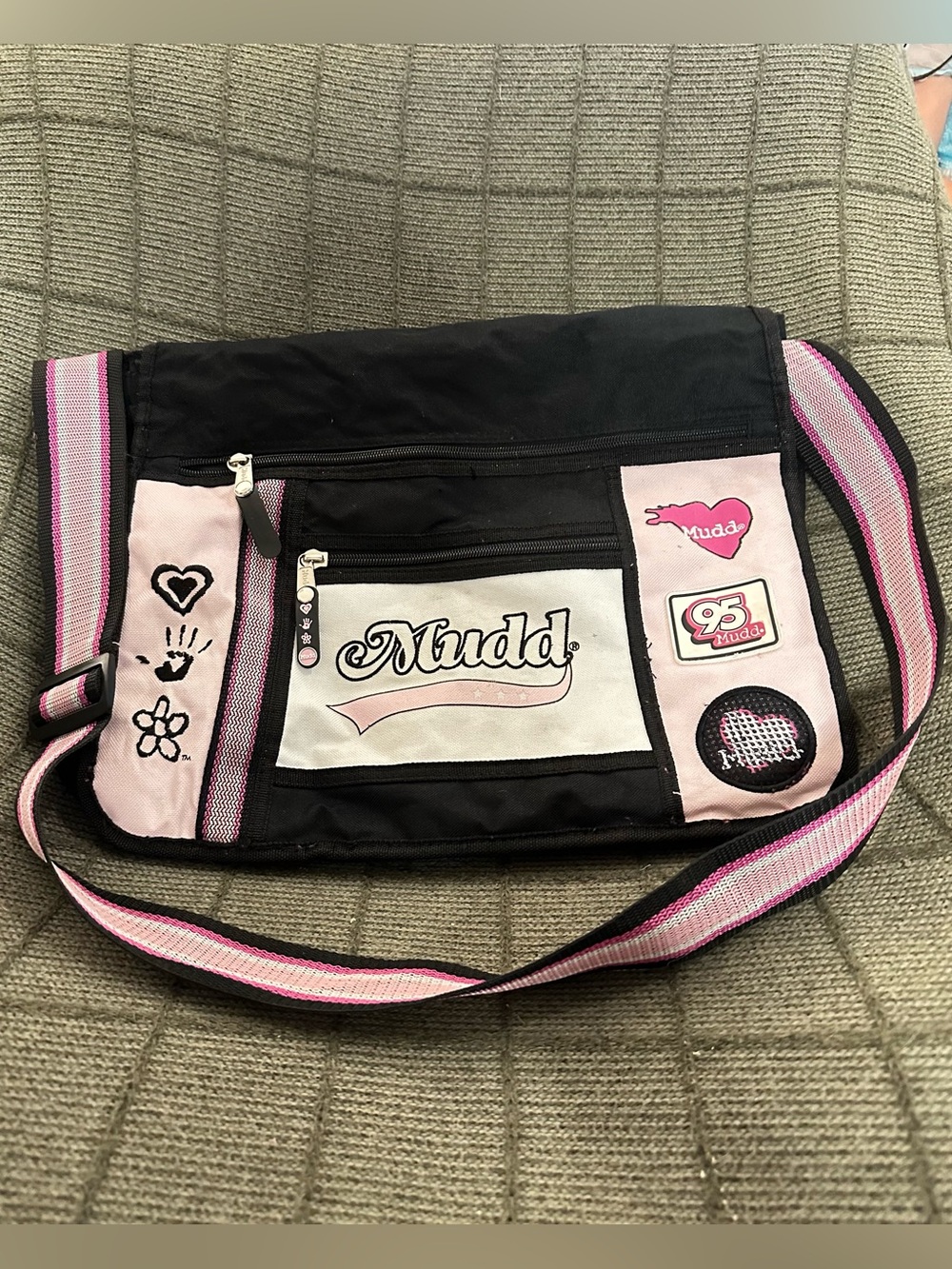 Y2K Vintage 90’s Mudd Pink Black Crossbody Shoulder Messenger Bag